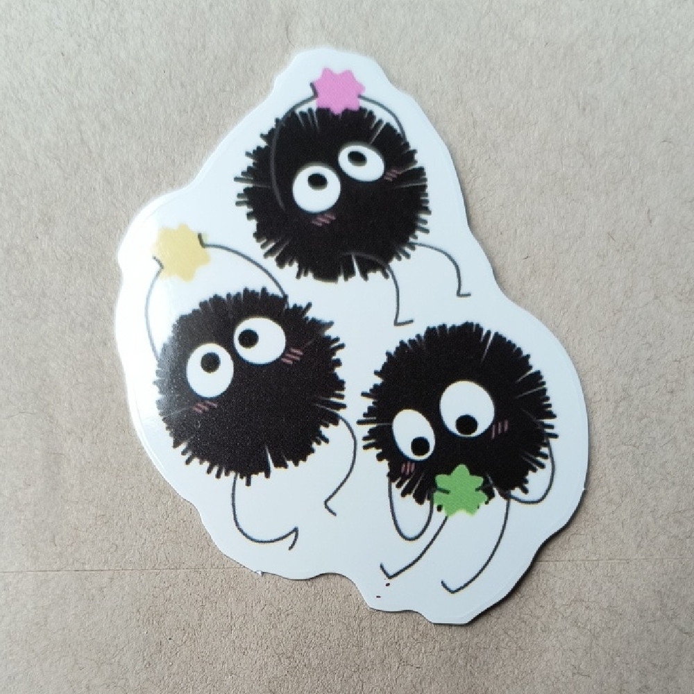 Cute Black Puff Character Sticker - Women Accessories Soot Sprite Studio Ghibli